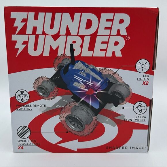 NEW- SHARPER IMAGE® THUNDER TUMBLERREMOTE CONTROL 360° SPINNING CAR BLACK - Picture 4 of 7